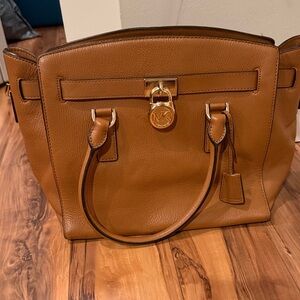 Michael Kors Brown Leather Satchel with Gold Accents